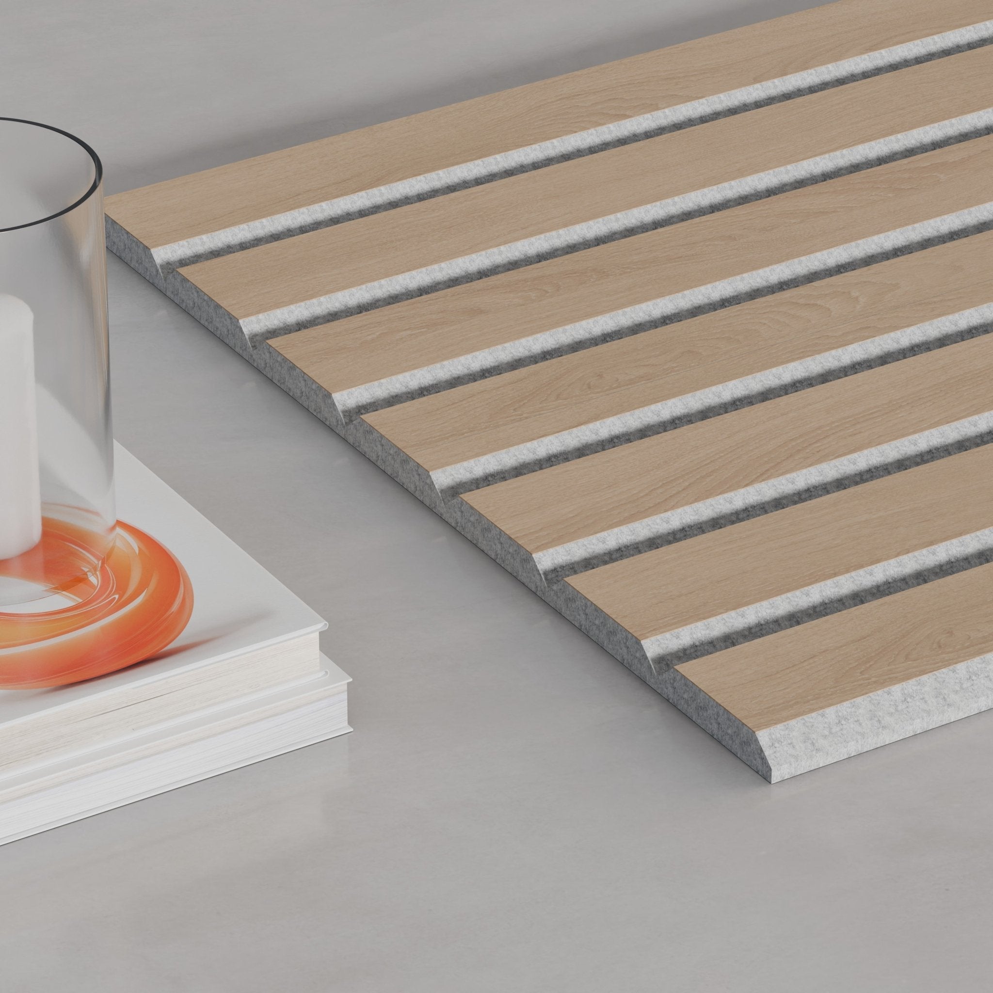 ULTRALIGHT Flexible Lightweight White Oak Acoustic Wood Slat Wall Panels with Grey Felt Backing