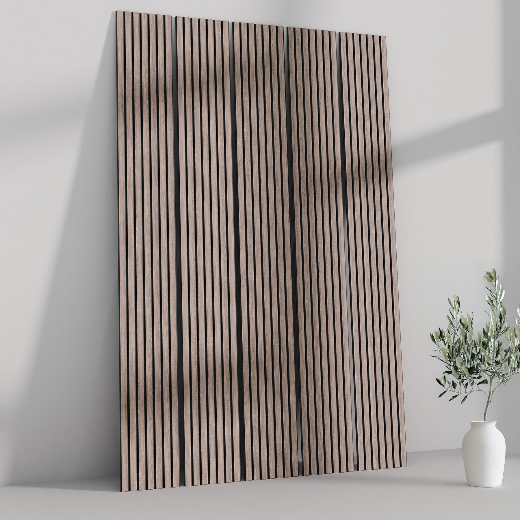 118" Tall ULTRALIGHT Flexible Lightweight Walnut Acoustic Wood Slat Wall Panels with Black Felt Backing