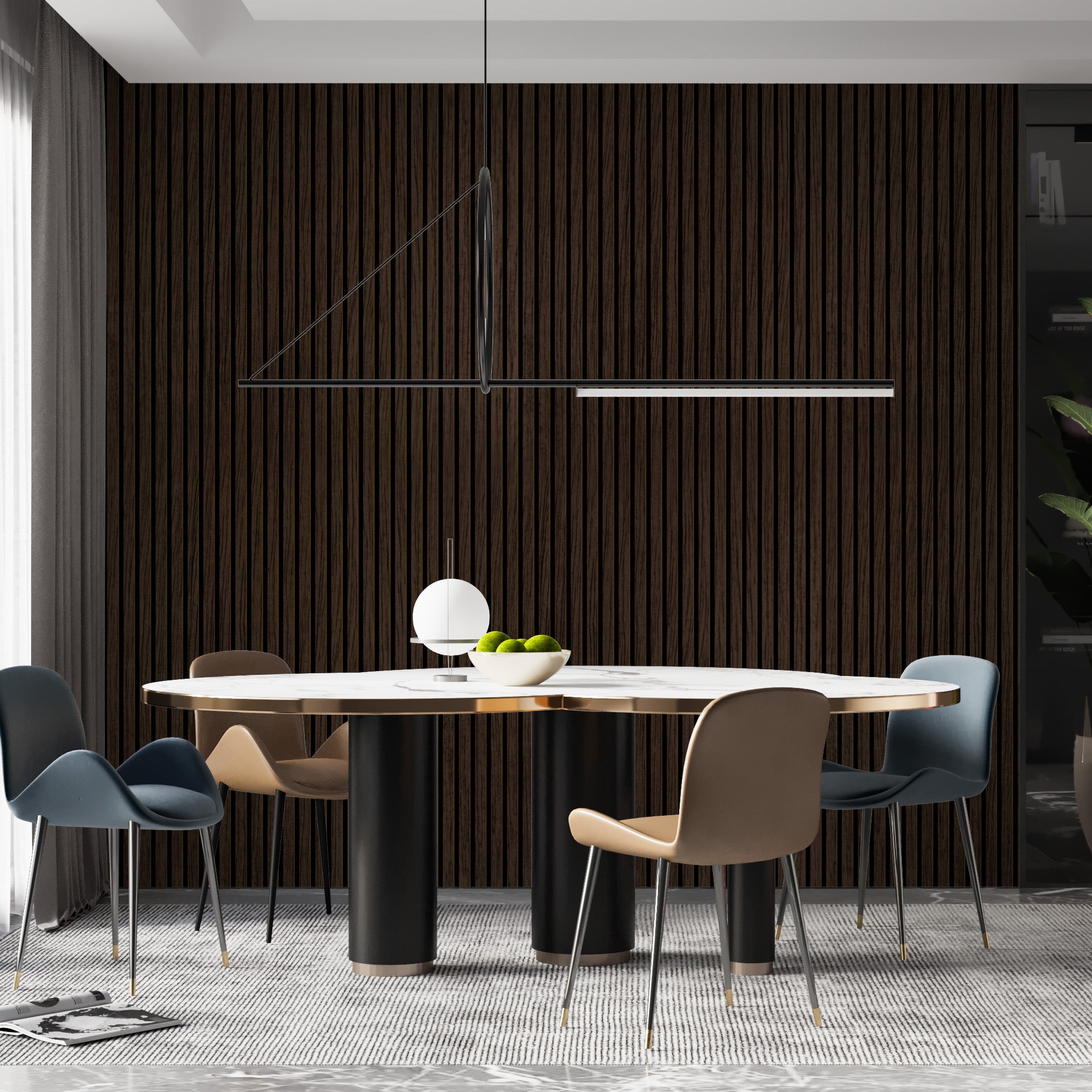 African Walnut 100% Solid Acoustic Wood Slat Wall Panels with Black Felt Backing