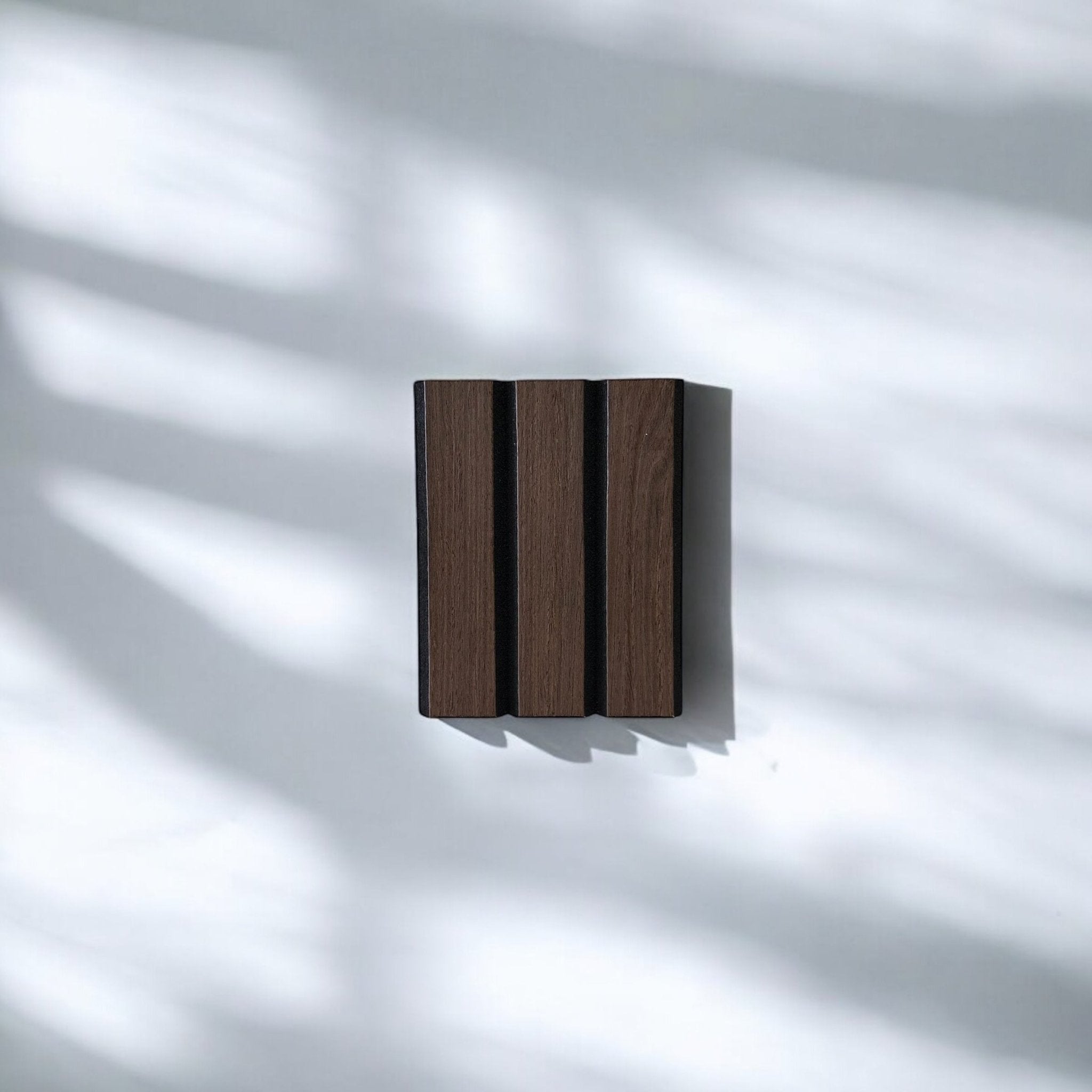 ULTRALIGHT Wood Slat Acoustic Panel Sample in Dark Smoke Oak, Black Felt