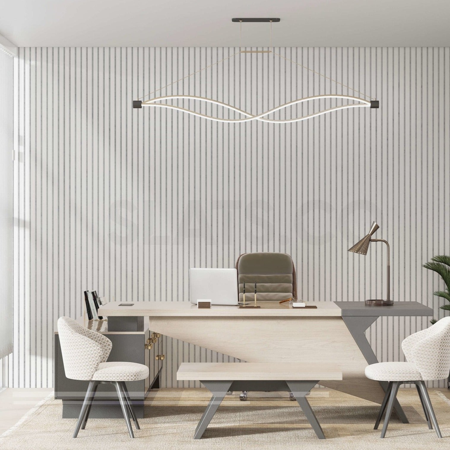 Diamond White Wall Slat Acoustic Panel with Grey Felt Backing