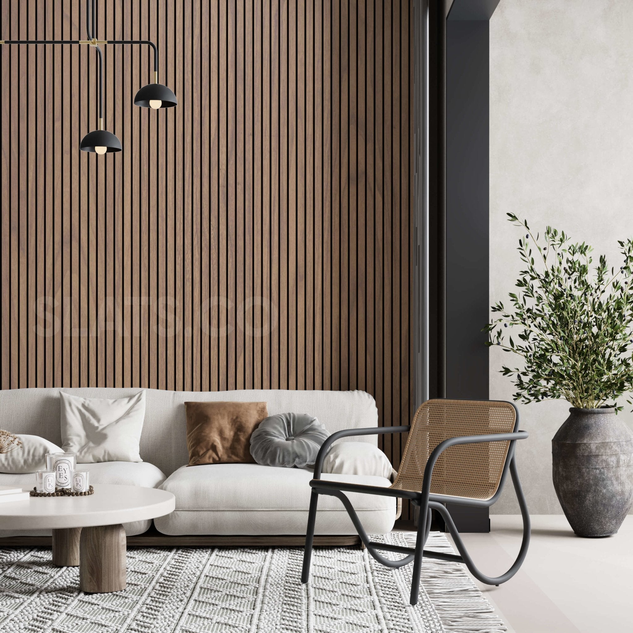 118" Tall ULTRALIGHT Flexible Lightweight Walnut Acoustic Wood Slat Wall Panels with Black Felt Backing