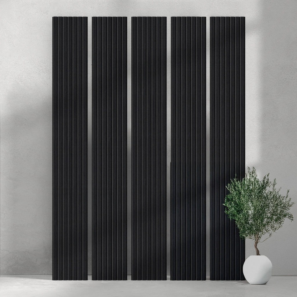 ULTRALIGHT Flexible Lightweight Black Oak Acoustic Wood Slat Wall Panels with Black Felt Backing