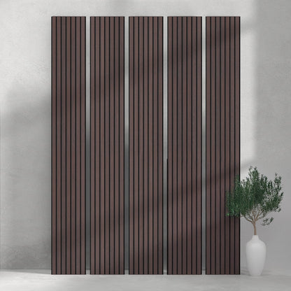 ULTRALIGHT Flexible Lightweight Dark Smoke Oak Acoustic Wood Slat Wall Panels with Black Felt Backing
