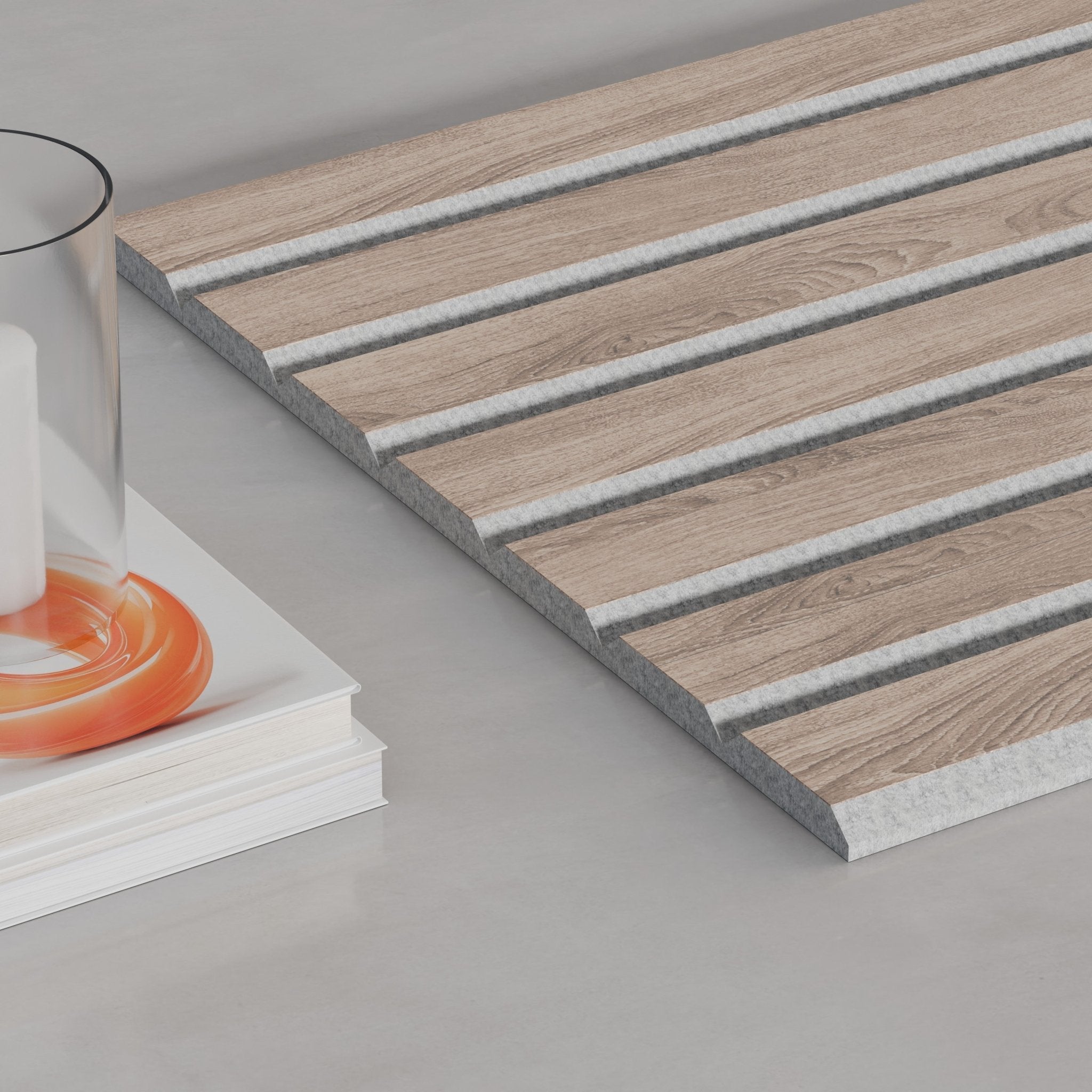 ULTRALIGHT Flexible Lightweight Walnut Acoustic Wood Slat Wall Panels with Grey Felt Backing