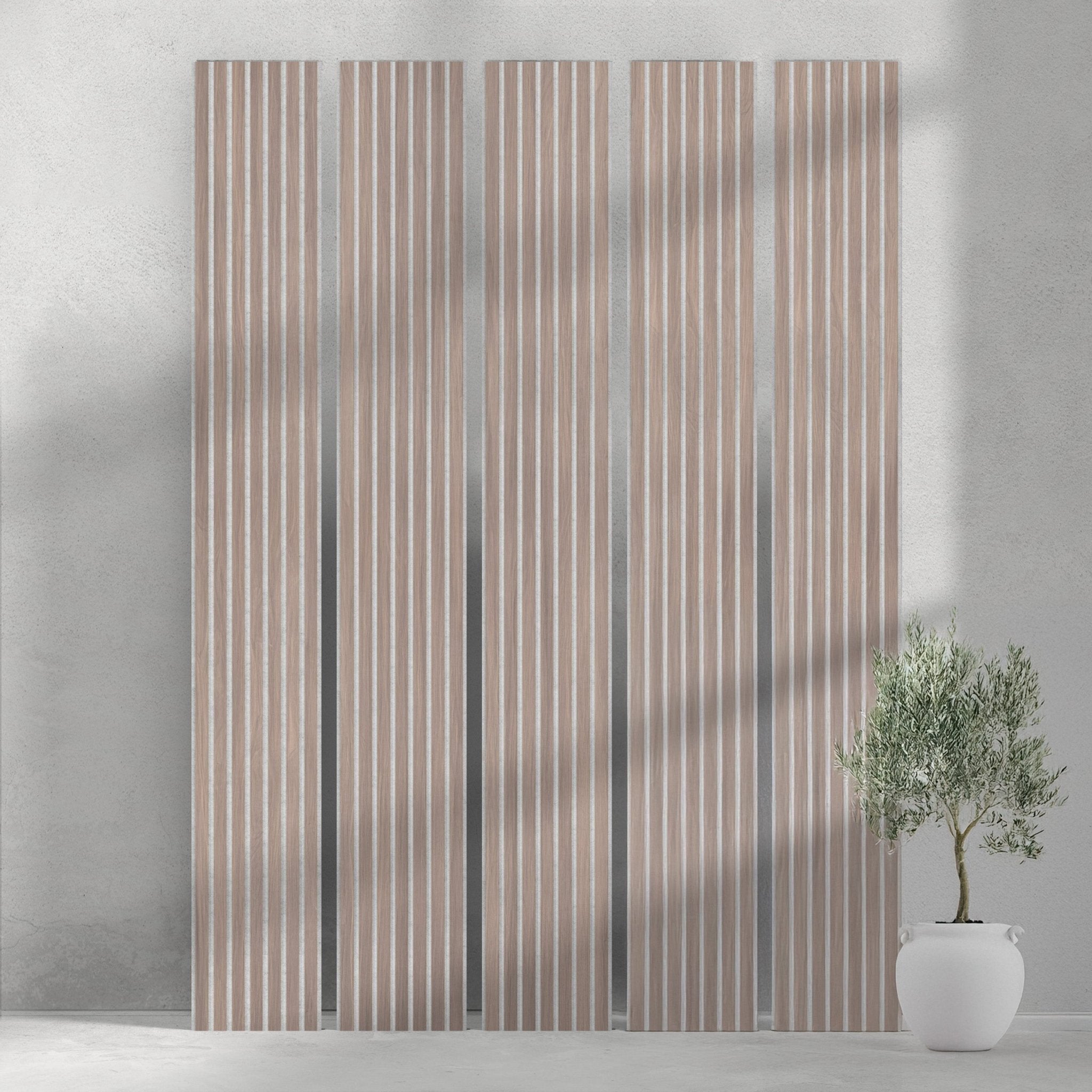 ULTRALIGHT Flexible Lightweight Walnut Acoustic Wood Slat Wall Panels with Grey Felt Backing