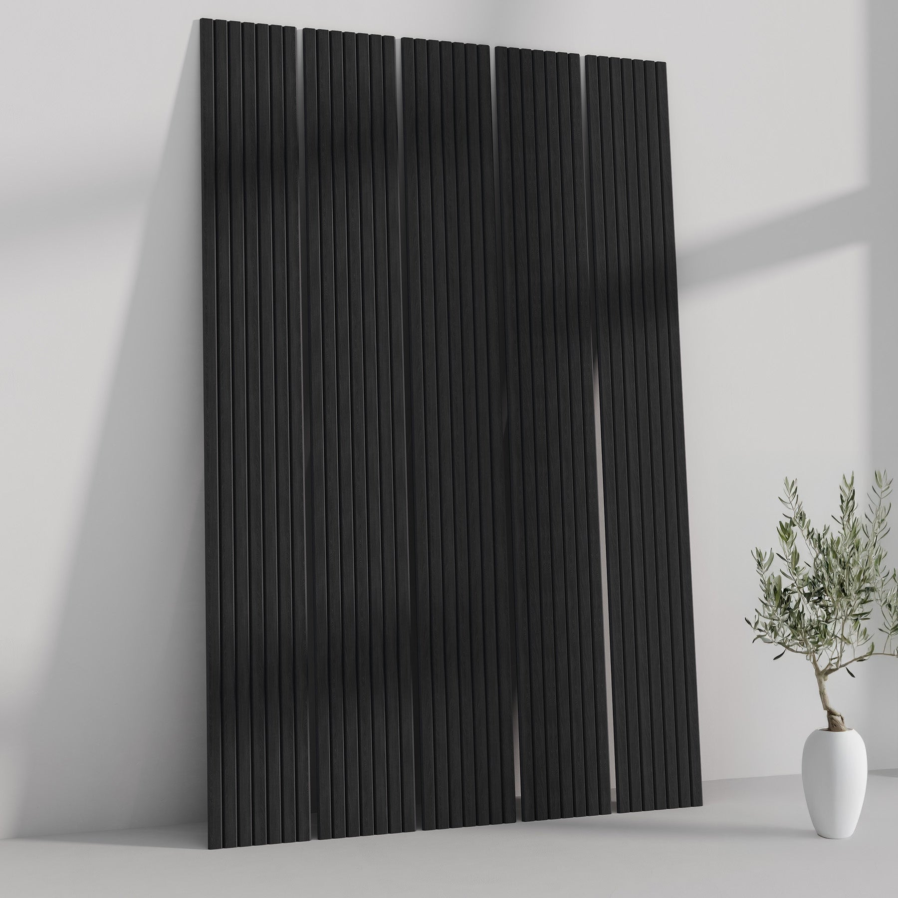 ULTRALIGHT Flexible Lightweight Black Oak Acoustic Wood Slat Wall Panels with Black Felt Backing