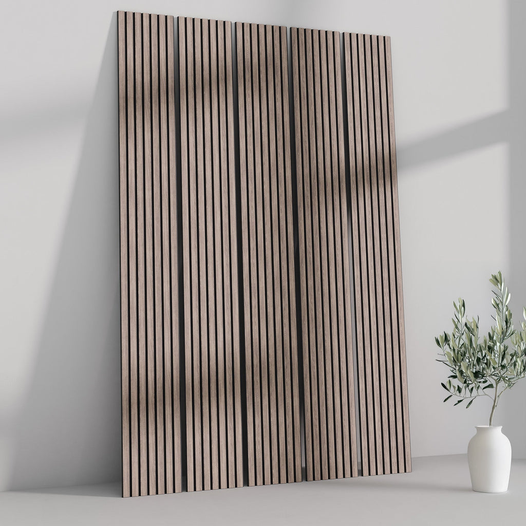 118" Tall ULTRALIGHT Flexible Lightweight Walnut Acoustic Wood Slat Wall Panels with Black Felt Backing
