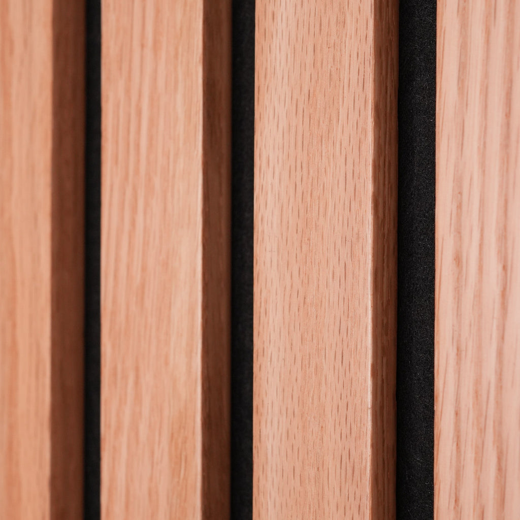 American Red Oak 100% Solid Acoustic Wood Slat Wall Panels with Black Felt Backing