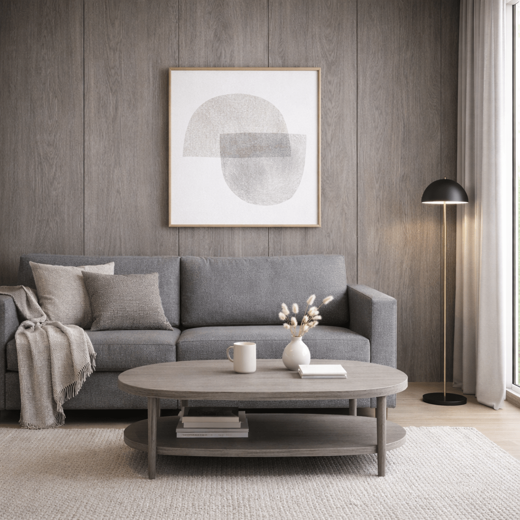 ULTRALIGHT Flexible Lightweight Full Grey Oak Accent Wall Panels with Black Felt Backing