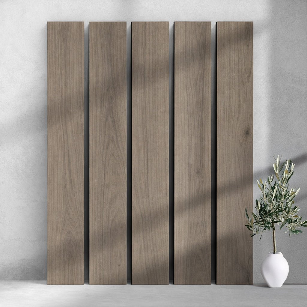 ULTRALIGHT Flexible Lightweight Full Walnut Accent Wall Panels with Black Felt Backing