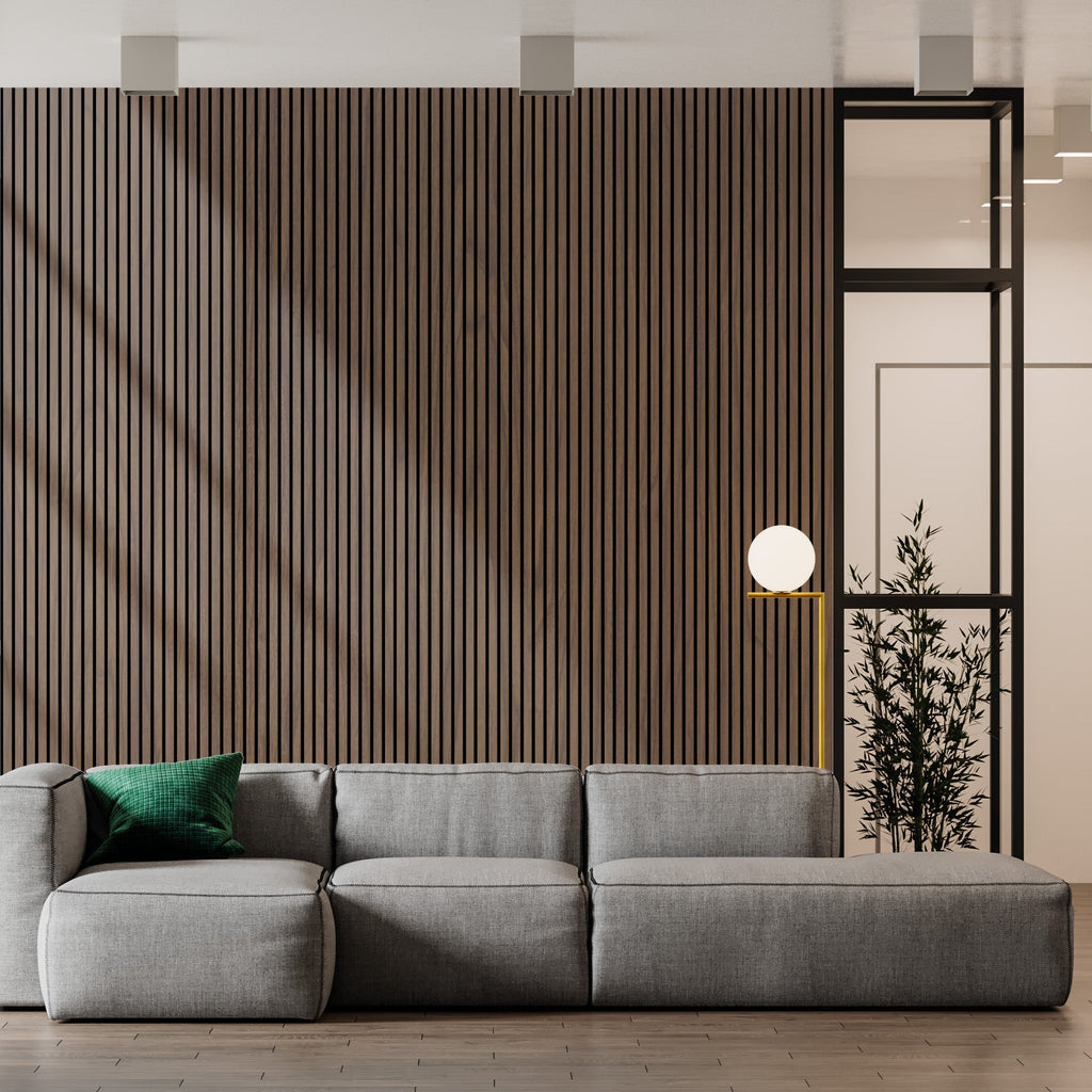 ULTRALIGHT Flexible Lightweight Walnut Acoustic Wood Slat Wall Panels with Black Felt Backing