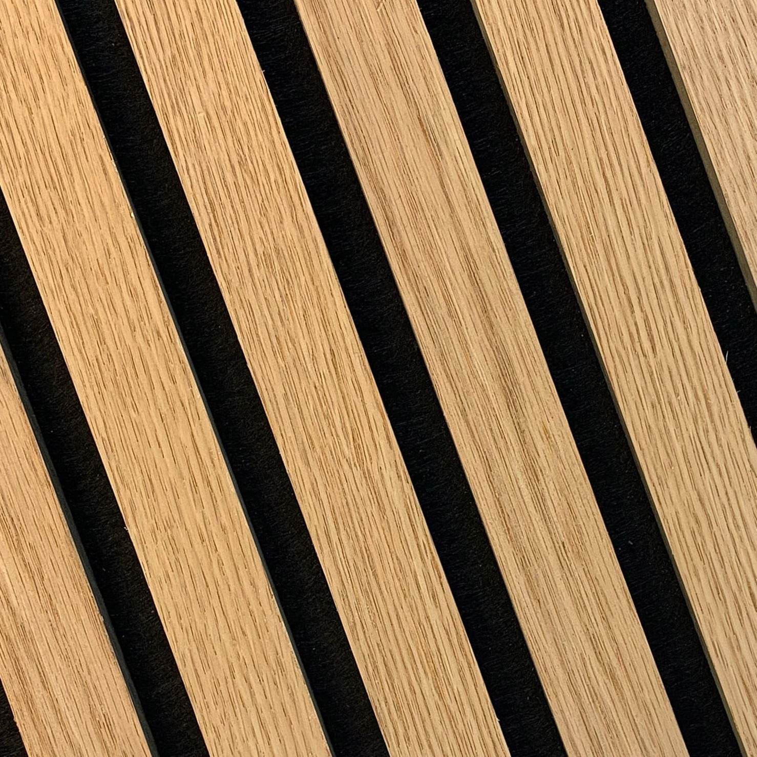 ULTRALIGHT Flexible Lightweight White Oak Acoustic Wood Slat Wall Panels with Black Felt Backing