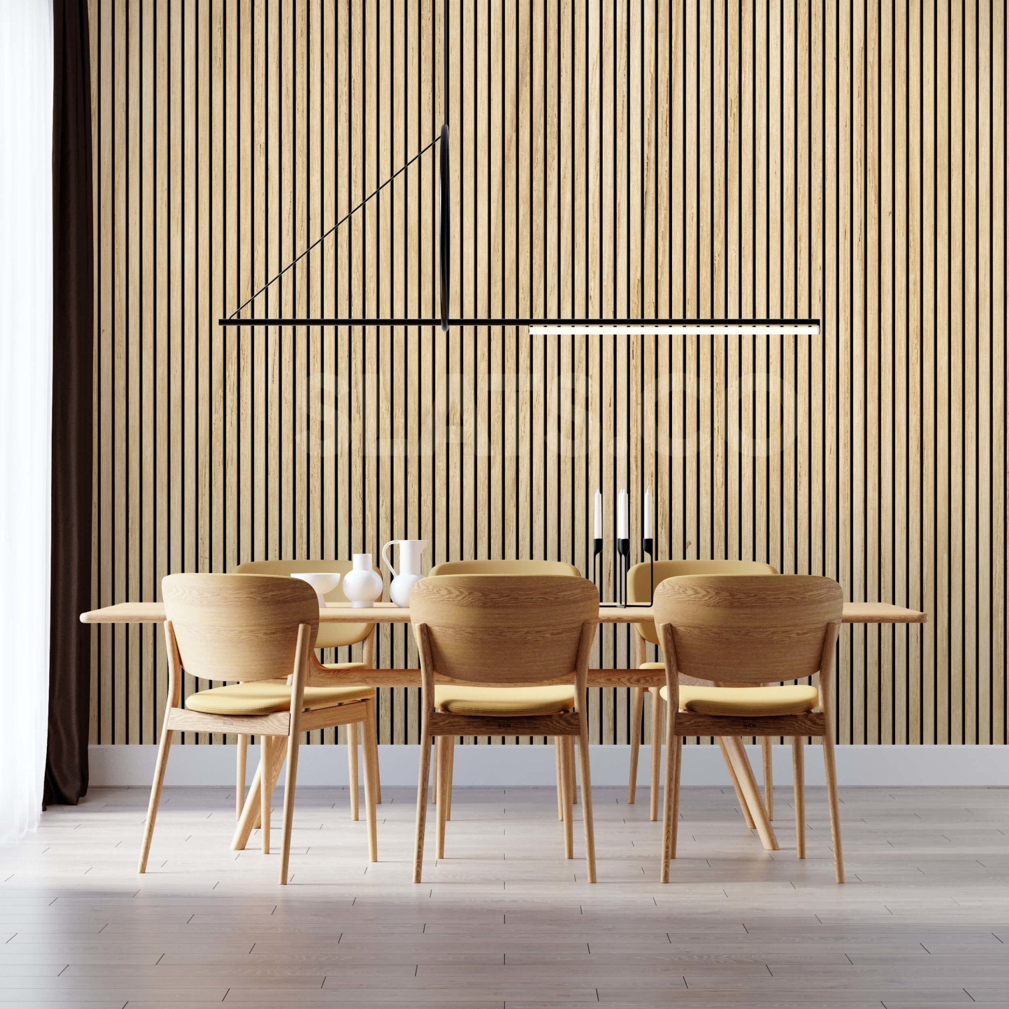 ULTRALIGHT Flexible Lightweight White Oak Acoustic Wood Slat Wall Panels with Black Felt Backing