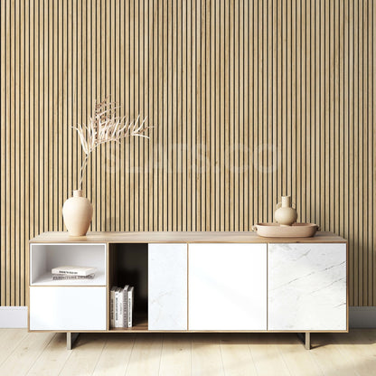 ULTRALIGHT Flexible Lightweight White Oak Acoustic Wood Slat Wall Panels with Black Felt Backing