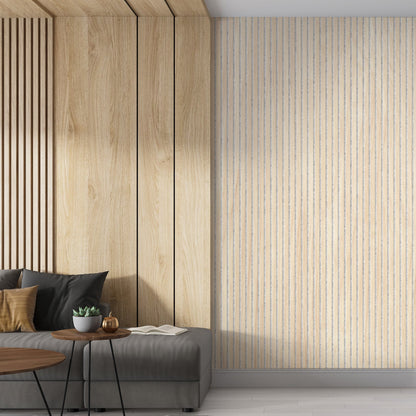ULTRALIGHT Flexible Lightweight White Oak Acoustic Wood Slat Wall Panels with Grey Felt Backing