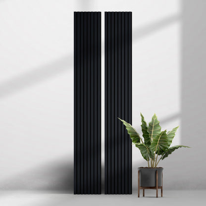 Caviar Matte Black Slat Acoustic Wall Panel with Black Felt Backing