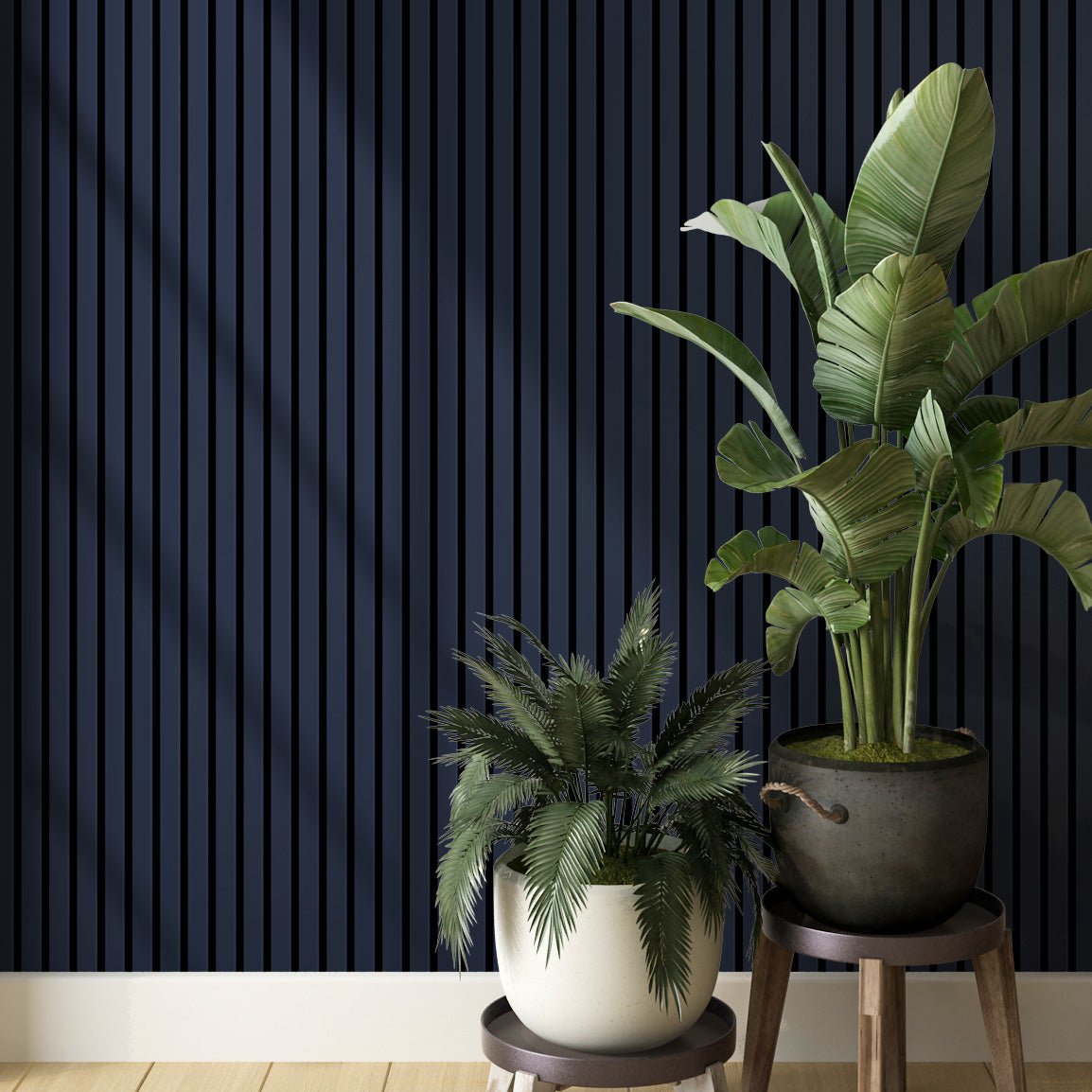 Deep Indigo Wall Slat Acoustic Panel with Black Felt Backing