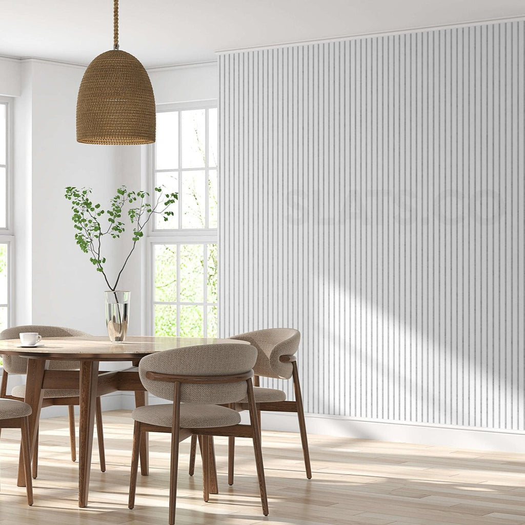 Diamond White Wall Slat Acoustic Panel with Grey Felt Backing