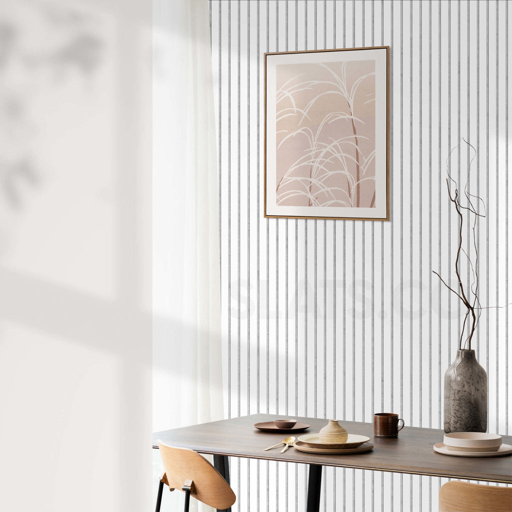 Diamond White Wall Slat Acoustic Panel with Grey Felt Backing