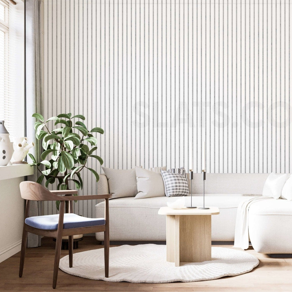 Diamond White Wall Slat Acoustic Panel with Grey Felt Backing