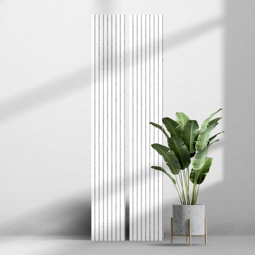 Diamond White Wall Slat Acoustic Panel with Grey Felt Backing