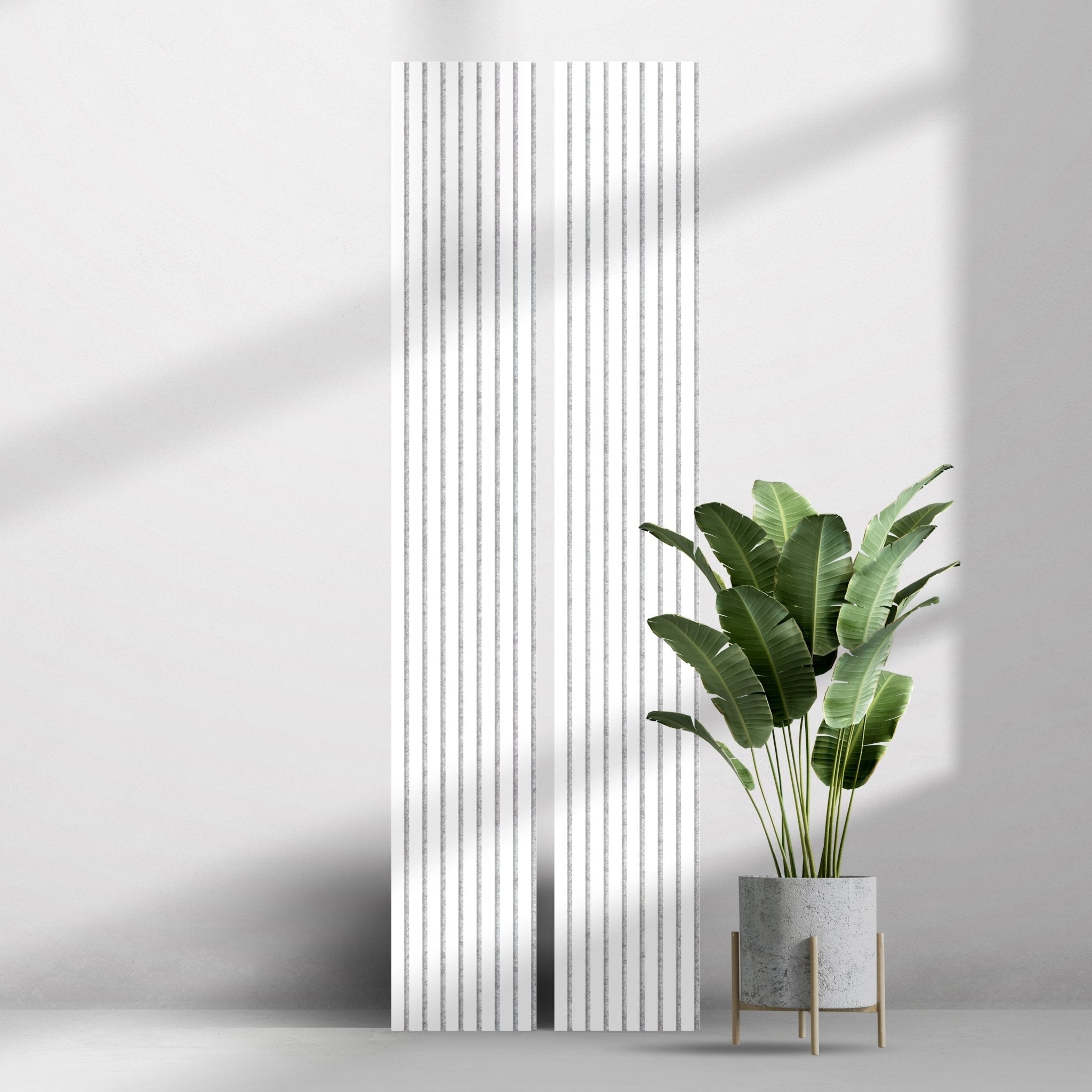 Diamond White Wall Slat Acoustic Panel with Grey Felt Backing