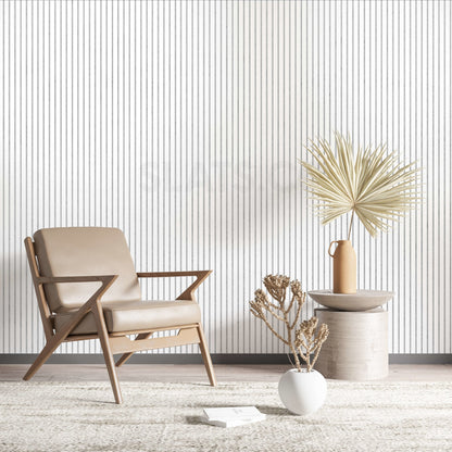 Diamond White Wall Slat Acoustic Panel with Grey Felt Backing