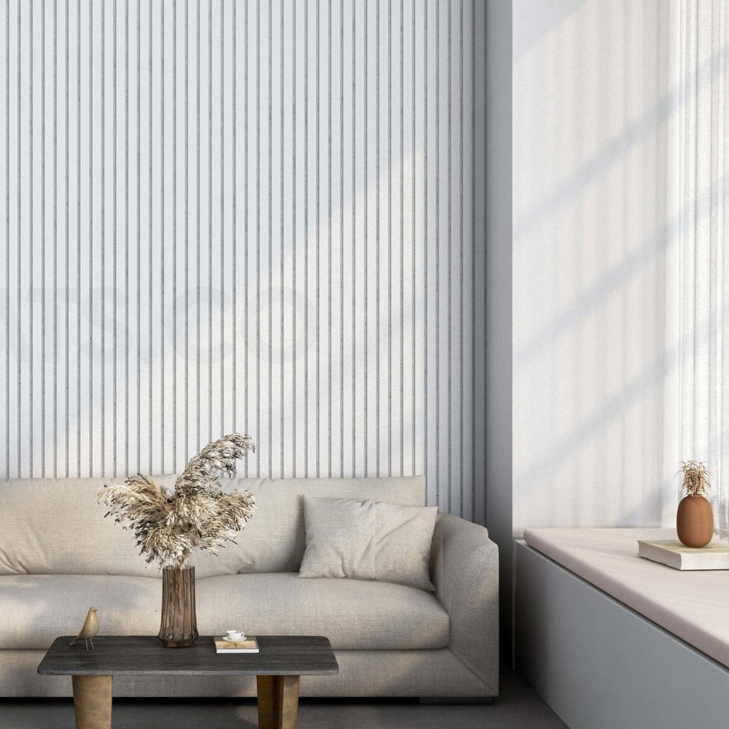 Diamond White Wall Slat Acoustic Panel with Grey Felt Backing