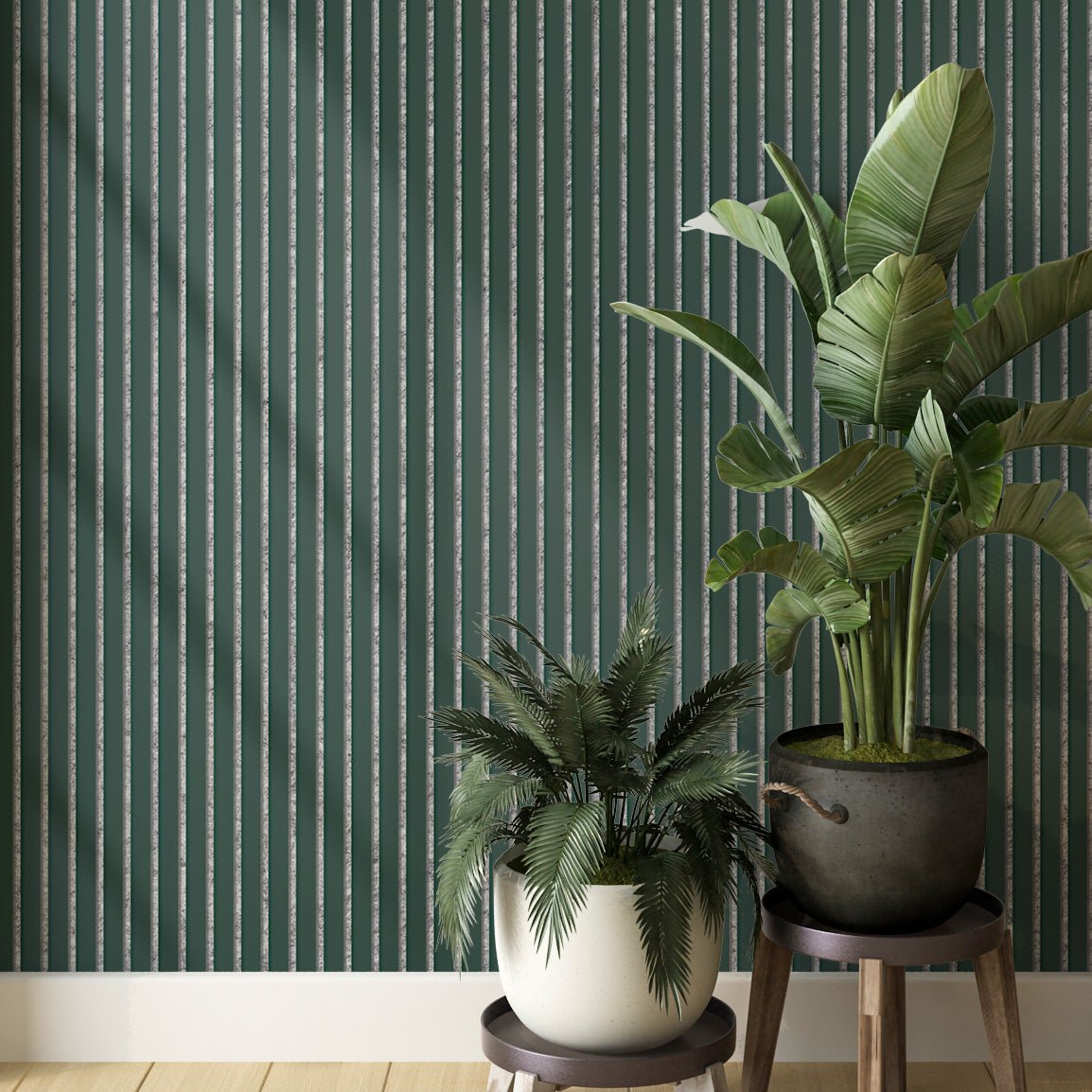Forest Green Wall Slat Acoustic Panel with Grey Felt Backing