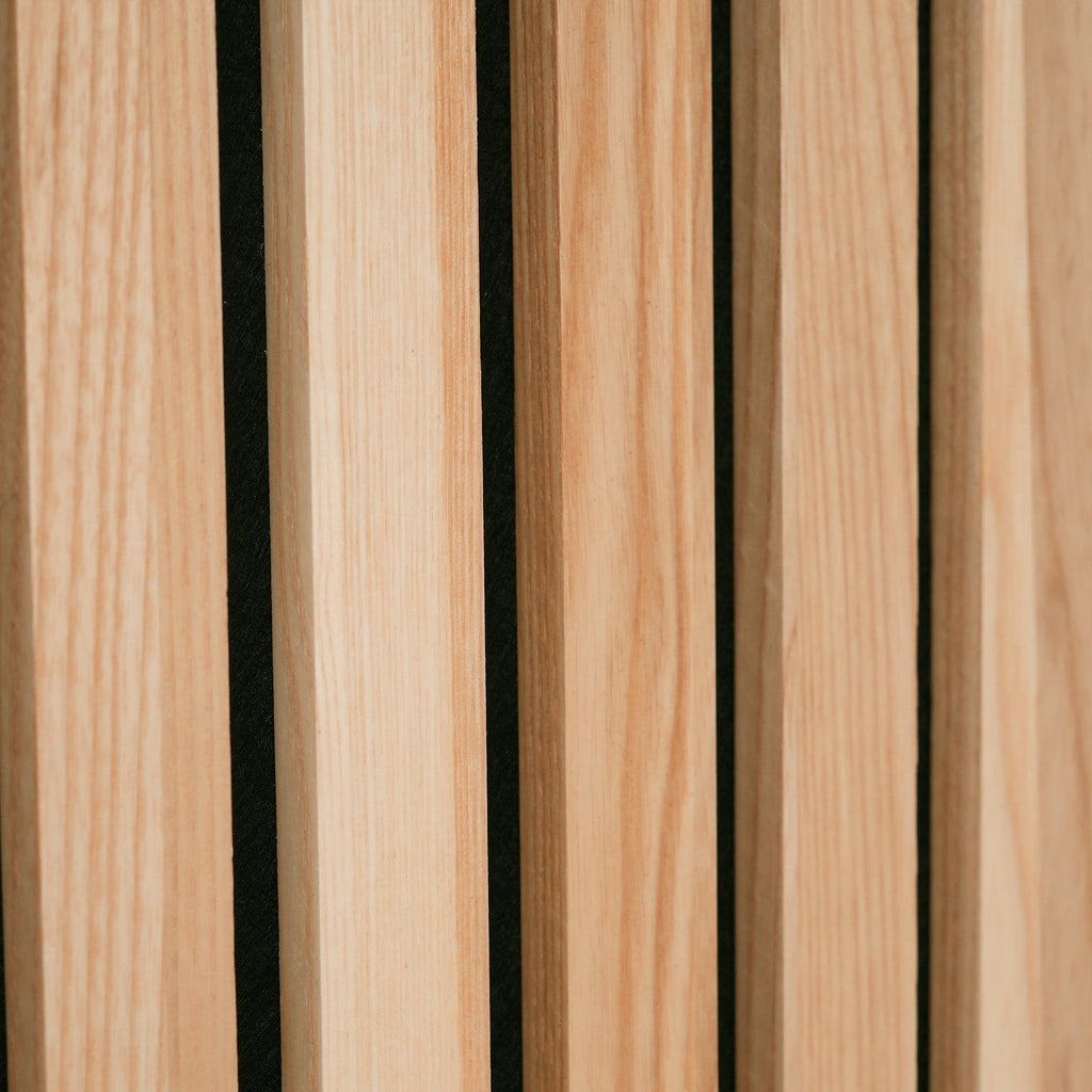 White Ash 100% Solid Acoustic Wood Slat Wall Panels with Black Felt Backing