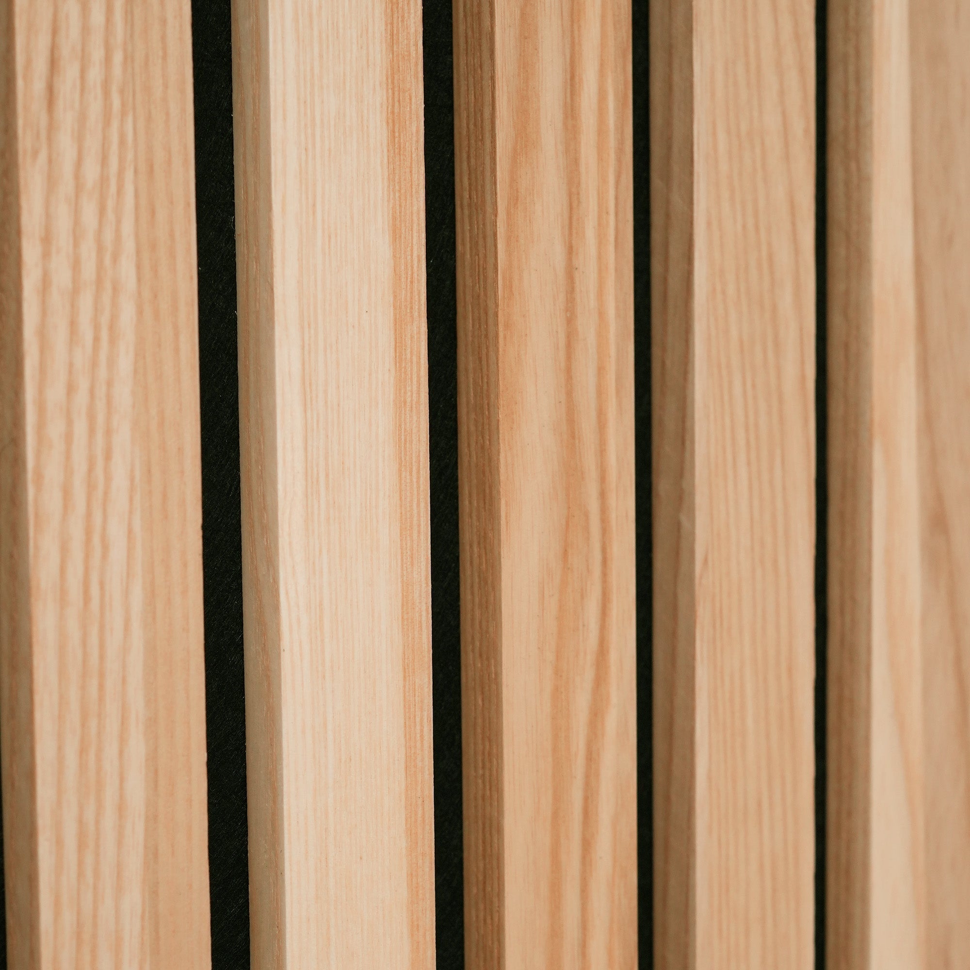 White Ash 100% Solid Acoustic Wood Slat Wall Panels with Black Felt Backing