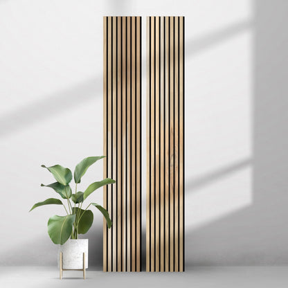White Ash 100% Solid Acoustic Wood Slat Wall Panels with Black Felt Backing