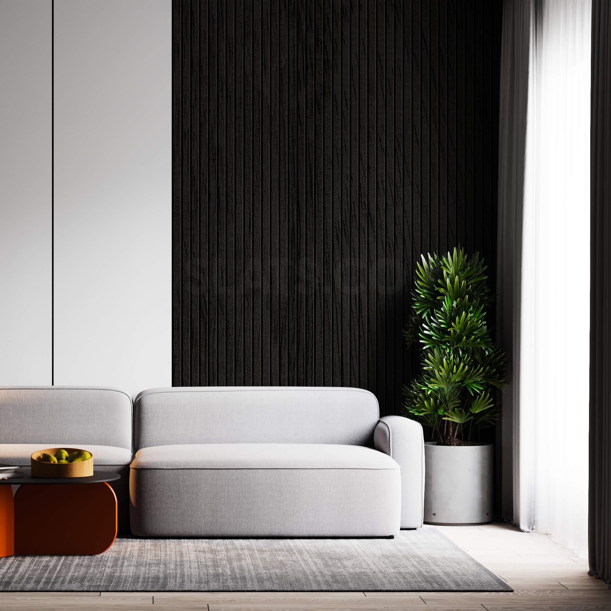 ULTRALIGHT Flexible Lightweight Black Oak Acoustic Wood Slat Wall Panels with Black Felt Backing