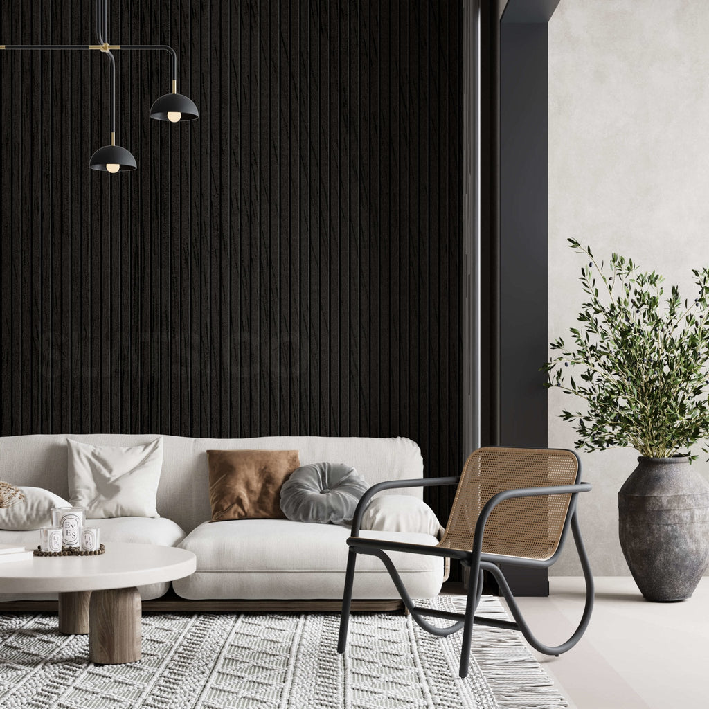 ULTRALIGHT Flexible Lightweight Black Oak Acoustic Wood Slat Wall Panels with Black Felt Backing