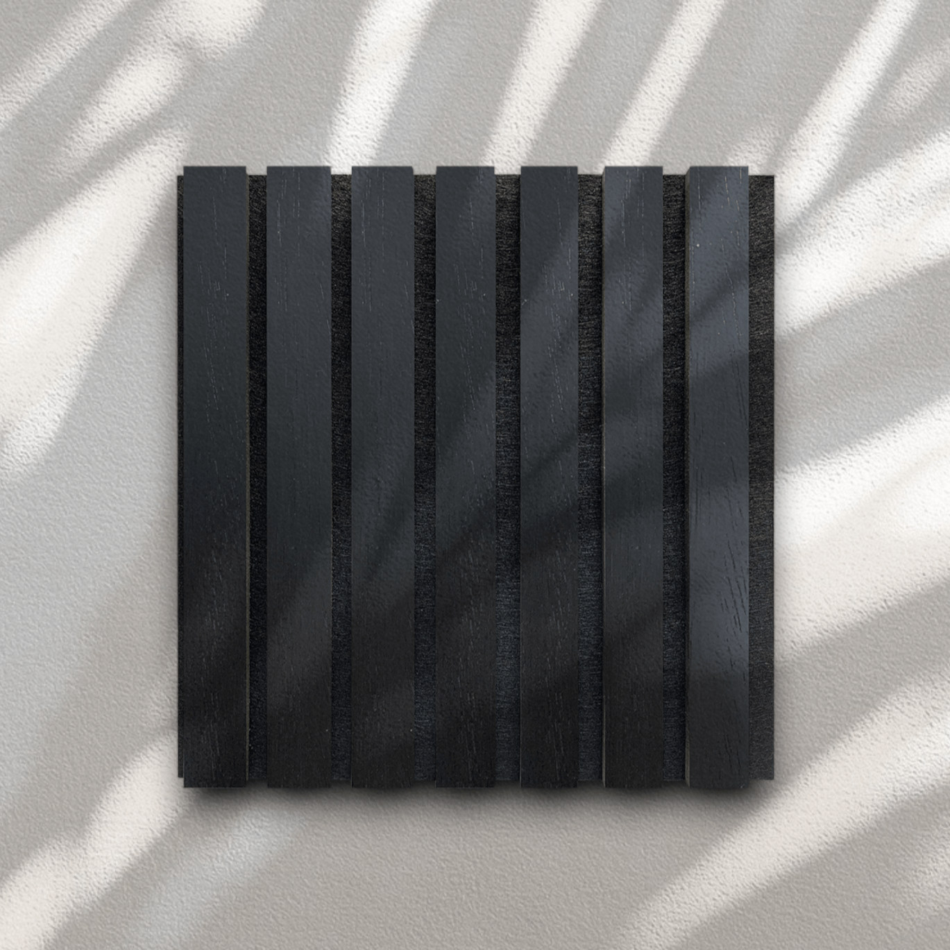 Wood Slat Acoustic Panel Sample in Black Oak, Black Felt