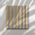 Wood Slat Acoustic Panel Sample in White Oak, Grey Felt